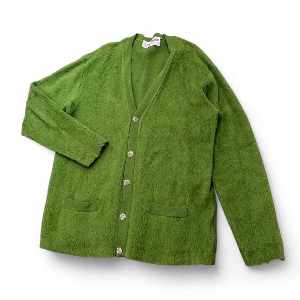 VTG 60s Shaggy Mohair Cardigan Sweater Kurt Cobain